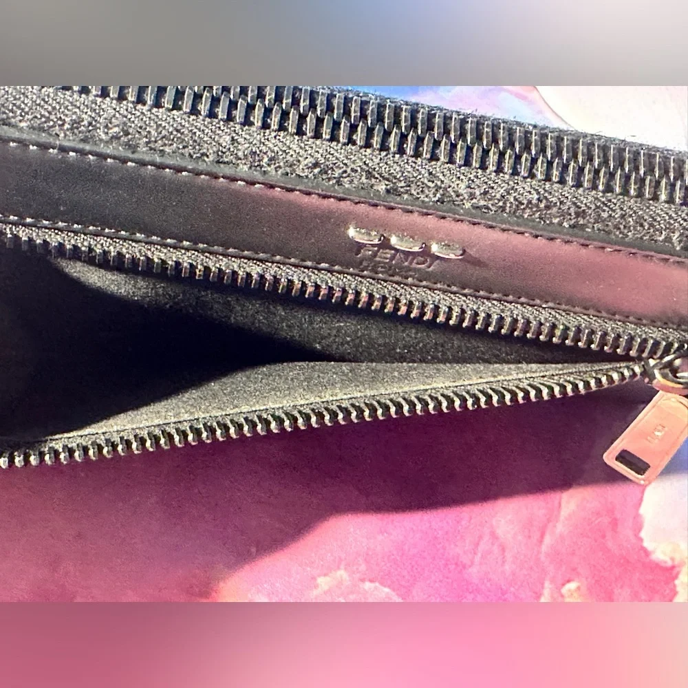 Fendi Large Zippered Wallet (EUC; Black)